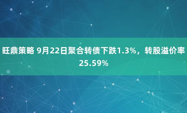 旺鼎策略 9月22日聚合转债下跌1.3%，转股溢价率25.59%