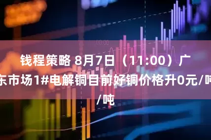 钱程策略 8月7日（11:00）广东市场1#电解铜目前好铜价格升0元/吨